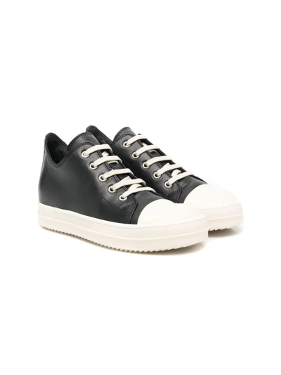 Shop Rick Owens Leather Low-top Sneakers In Black
