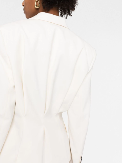 Alexandre Vauthier White Padded-shoulder Single-breasted Blazer In White