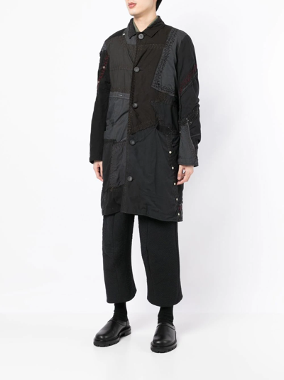 Shop By Walid Patchwork Single-breasted Coat In Black