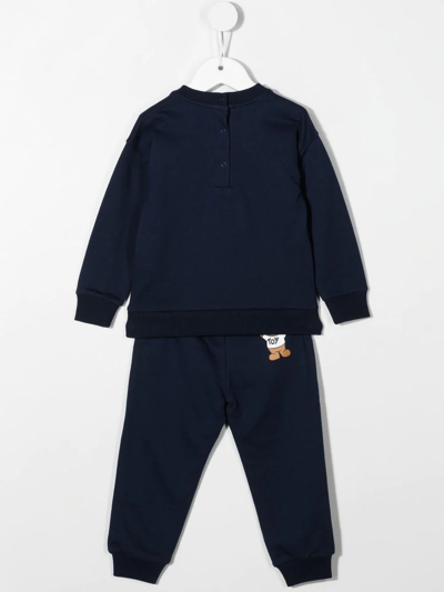 Shop Moschino Teddy Bear-motif Cotton Tracksuit Set In Blue