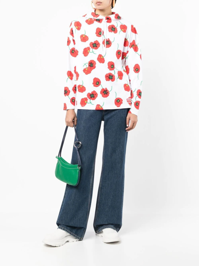 Kenzo Poppy Long-sleeve Hoodie In White