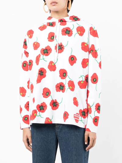 Kenzo Poppy Long-sleeve Hoodie In White