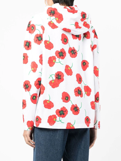 Kenzo Poppy Long-sleeve Hoodie In White