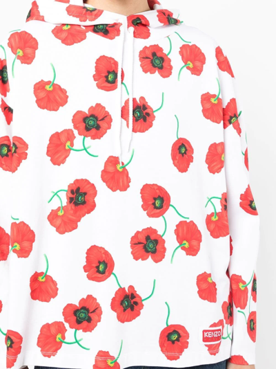 Kenzo Poppy Long-sleeve Hoodie In White