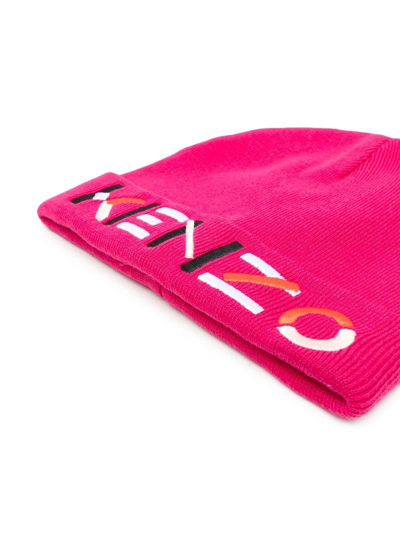 Shop Kenzo Logo-embroidered Knit Beanie In Pink