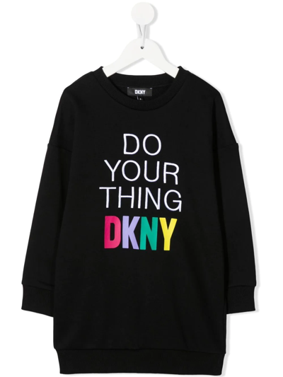 Shop Dkny 'do Your Thing' Sweatshirt Dress In Black