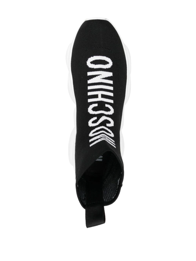 Shop Moschino Logo-embroidered Slip-on Sneakers In Black