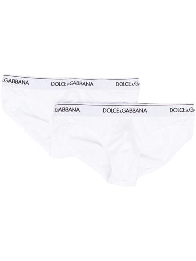 Shop Dolce & Gabbana Two-pack Logo Waistband Briefs In White