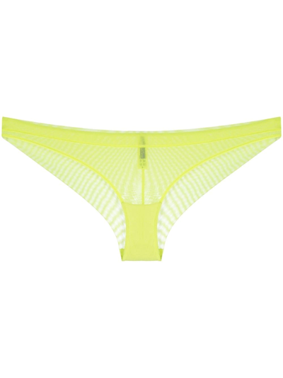 Shop Maison Close Corps À Corps Sheer Briefs In Yellow