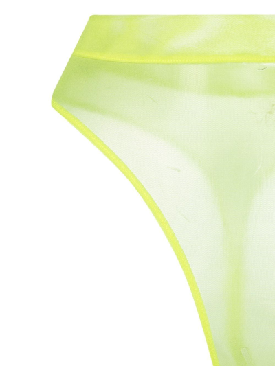 Shop Maison Close High-waisted Sheer Thong In Yellow