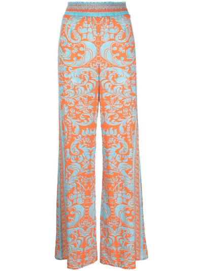 Shop Alice And Olivia Athena Wide-leg Trousers In Blue
