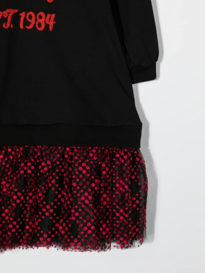 Shop Philosophy Di Lorenzo Serafini Embroidered-logo Sweatshirt Dress In Black