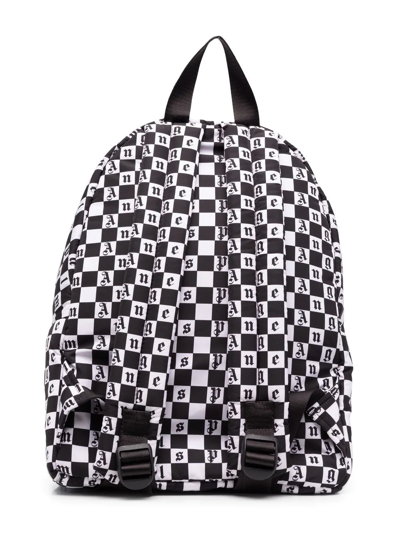 Palm Angels Logo Checkerboard-print Backpack In White