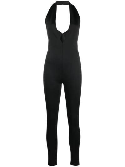 Shop Alchemy X Lia Aram Plunge Halterneck Jumpsuit In Black