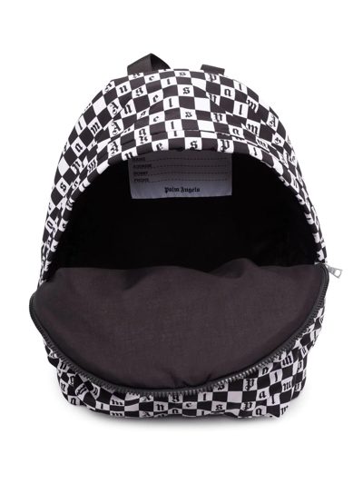 Palm Angels Logo Checkerboard-print Backpack In White
