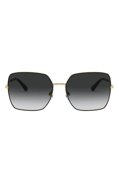 Shop Dolce & Gabbana 57mm Gradient Square Sunglasses In Gold Black