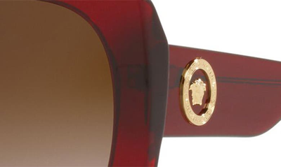 Shop Versace 56mm Butterfly Sunglasses In Transparent Red Brown Gradient