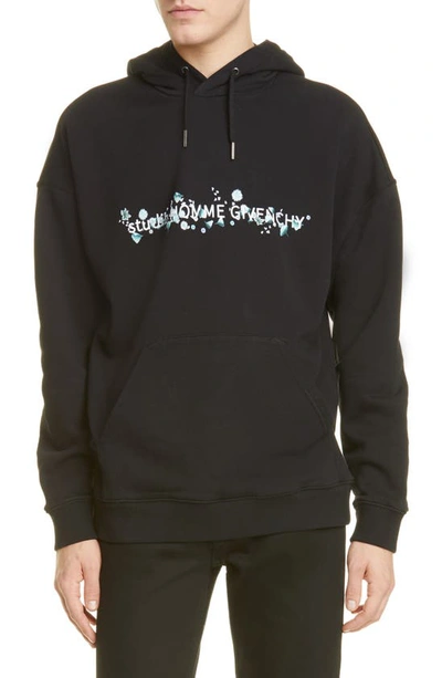 Shop Givenchy Flower Logo Hooded Sweatshirt In Black