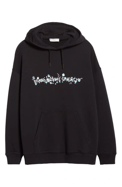 Shop Givenchy Flower Logo Hooded Sweatshirt In Black