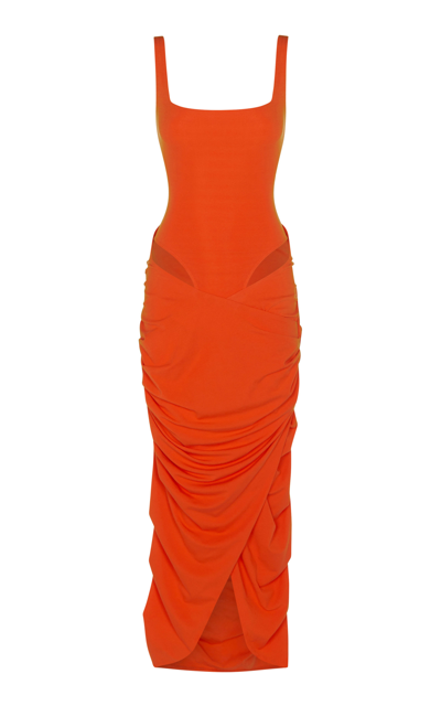 Shop Paris Georgia Women's Mariah Cutout Midi Dress In Brown,orange
