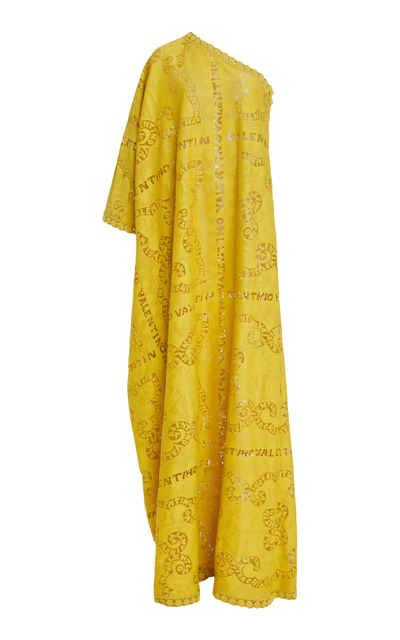 Shop Valentino Women's Bandana Cotton Guipure Gown In Yellow