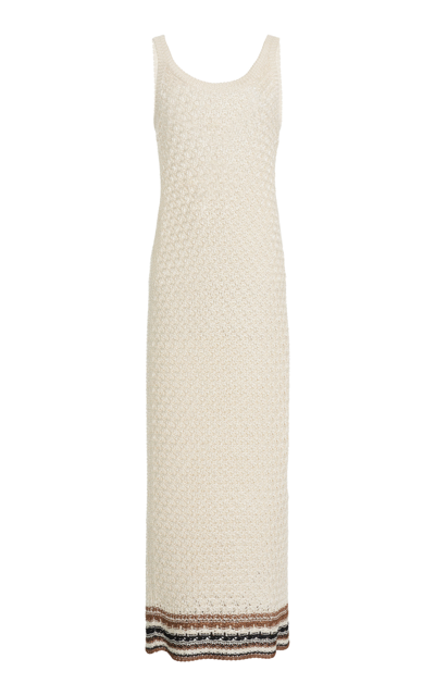 Shop Valentino Embellished Knit Maxi Dress In Multi