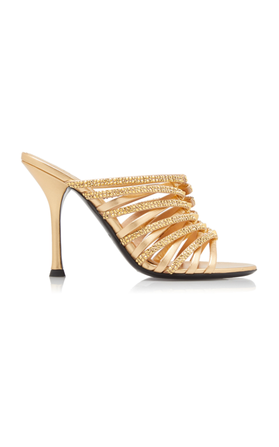 Shop Valentino Rockstud Metallic Leather Sandals In Gold