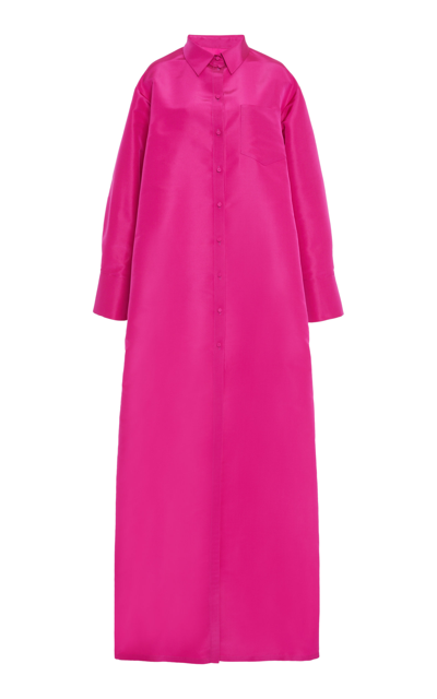 Shop Valentino Silk Faille Shirt Gown In Pink