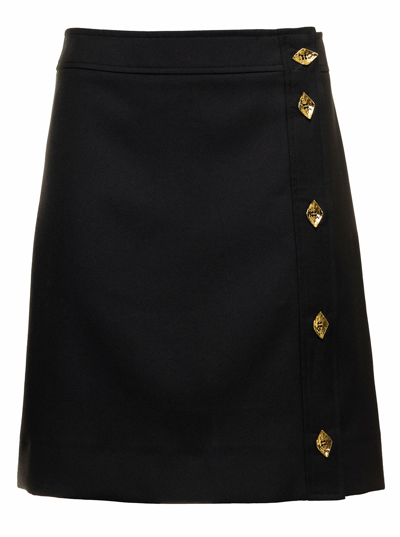 Shop Ganni Summer Noir A-line Black Viscose Skirt With Buttons  Woman