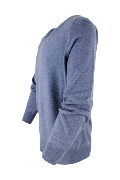 Shop Brunello Cucinelli Cashmere V-neck Sweater In Blu