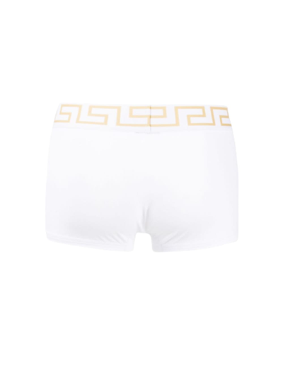 Shop Versace Two Boxer White Cotton Set With Greek Detail  Man