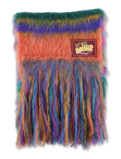 Shop Marni Mohair Striped Scarf In Multicolor