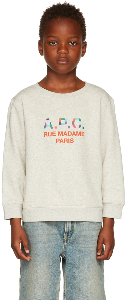 Shop Apc Kids Gray Achille Sweatshirt In Paa Heathered Ecru