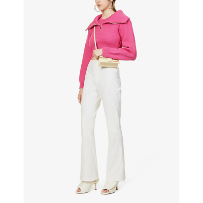 Shop Jacquemus La Maille Risoul Cropped Wool Jumper In Pink