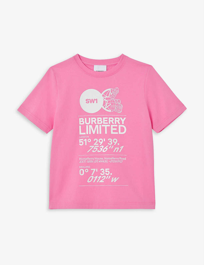 Shop Burberry Joel Logo-print Cotton T-shirt 6-14 Years In Bubblegum Pink