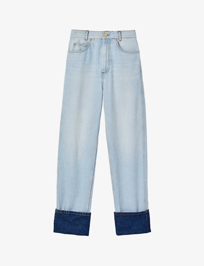 Shop Sandro Women's Denim - Jean Lord Contrast-cuff Denim Jeans