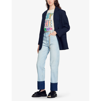 Shop Sandro Women's Denim - Jean Lord Contrast-cuff Denim Jeans