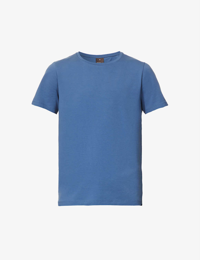 Shop Oscar Jacobson Kyran Crewneck Stretch-cotton T-shirt In French Blue
