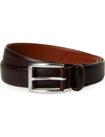 Shop Polo Ralph Lauren Men's Brown Harness Embossed-logo Leather Dress Belt