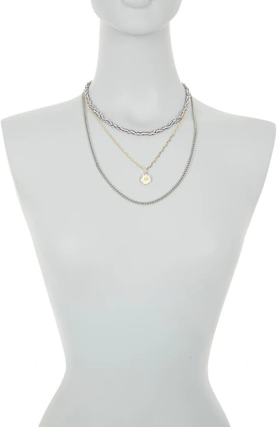 Shop Abound Layered Daisy Necklace In White Multi- Silver- Gold