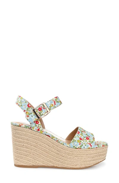 Journee Collection Pearrl Espadrille Platform Wedge Sandal In Blue