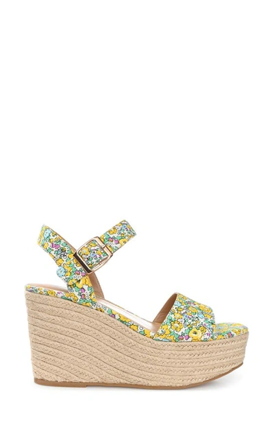 Journee Collection Pearrl Espadrille Platform Wedge Sandal In Yellow