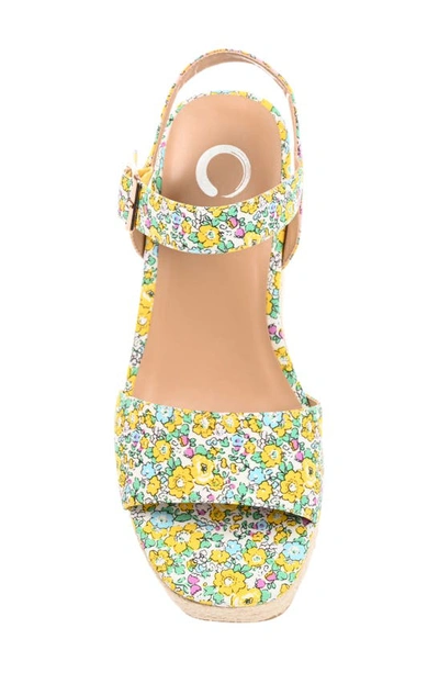 Journee Collection Pearrl Espadrille Platform Wedge Sandal In Yellow