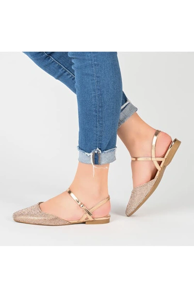 Journee Collection Nysha Rhinestone Embellished Flat In Bronze