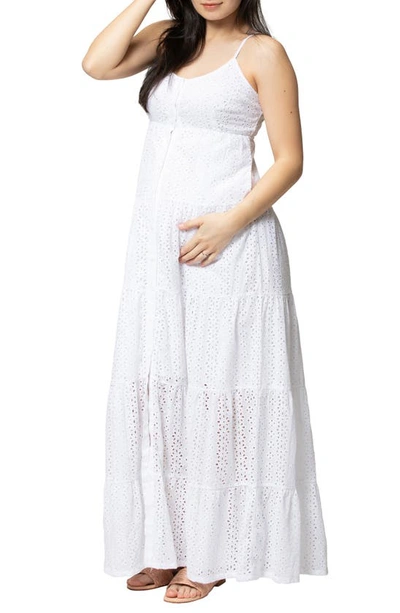 Shop Nom Maternity Lisboa Maternity/nursing Dress In White