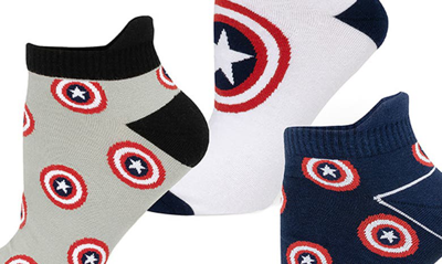 Shop Cufflinks, Inc Captain America Assorted 3-pack Quarter Crew Socks In Navy