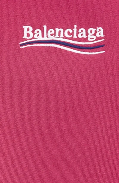 Shop Balenciaga Kids' Campaign Logo Cotton Sweatshirt In Dark Fuchsia/ White/ Blue