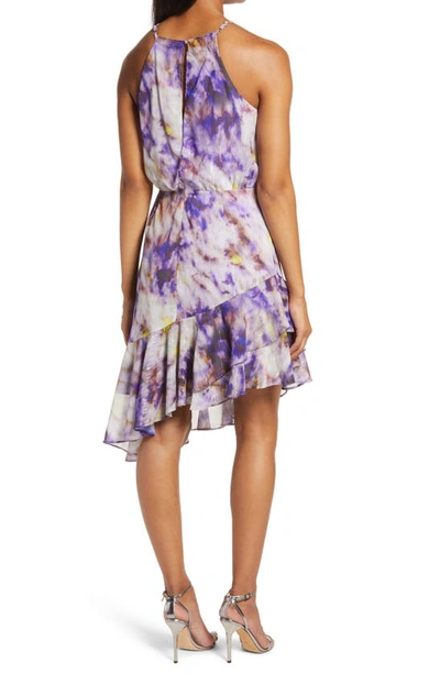 Shop Adelyn Rae Jodie Asymmetrical Ruffle Hem Dress In Crystal Lavender