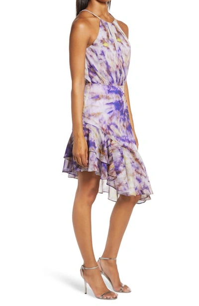 Shop Adelyn Rae Jodie Asymmetrical Ruffle Hem Dress In Crystal Lavender