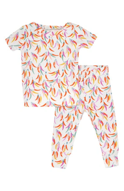 Shop Oliver & Rain Chile Peppers Fitted Two-piece Organic Cotton Pajamas In Multi